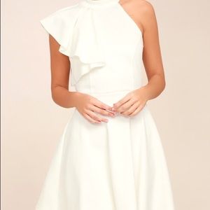 Chic Goals White One-Shoulder Skater Dress